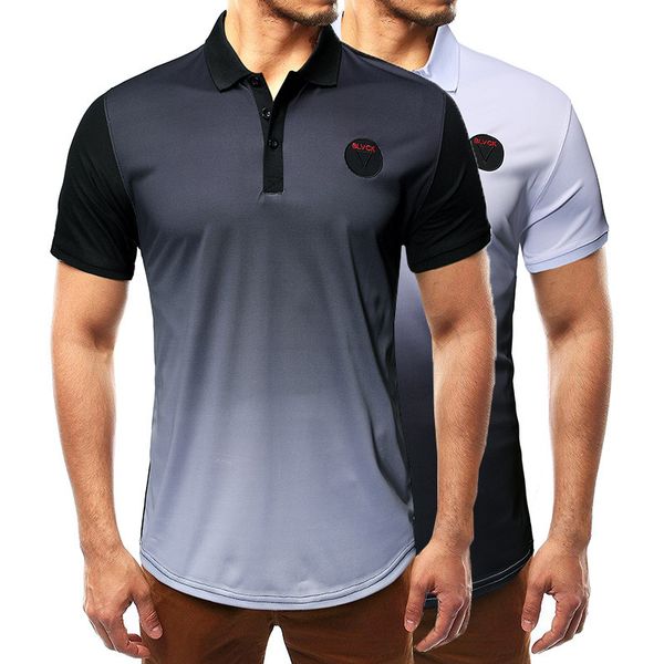 men's polo shirt 2021 lapel t- tapered sport short sleeve top, White;black