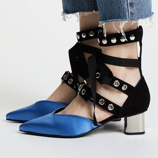 lace up women shoes metal chunky heel rivets embellished woman mules narrow band pumps buckle gladiator zapatos de mujer dress, Black
lace up women shoes metal chunky heel rivets embellished woman mules narrow band pumps buckle gladiator zapatos de mujer dress, Black