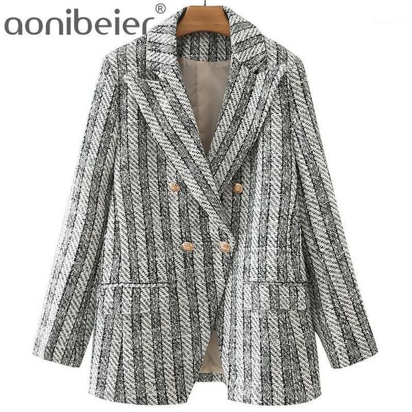 women's suits & blazers aonibeier autumn winter tweed woolen metal double breasted women casual female straight long jacket plaid coats, White;black
women's suits & blazers aonibeier autumn winter tweed woolen metal double breasted women casual female straight long jacket plaid coats, White;black
