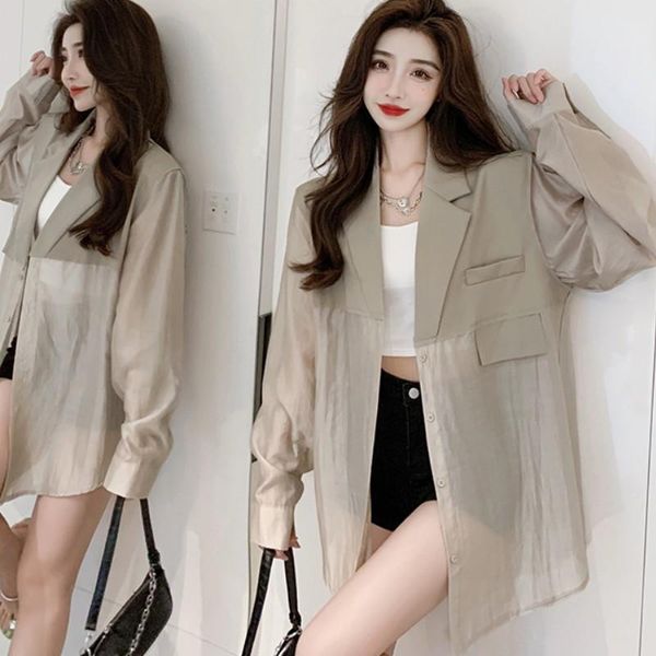 women's suits & blazers fashion elegant notched long sleeve sun protection casual blazer 2021 single breasted loose jacket coat, White;black
women's suits & blazers fashion elegant notched long sleeve sun protection casual blazer 2021 single breasted loose jacket coat, White;black