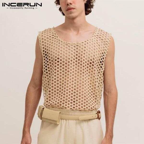men' tank incerun summer men mesh see through o neck sleeveless breathable vests streetwear 2021 leisure clothing -5xl, White;black
men' tank incerun summer men mesh see through o neck sleeveless breathable vests streetwear 2021 leisure clothing -5xl, White;black
