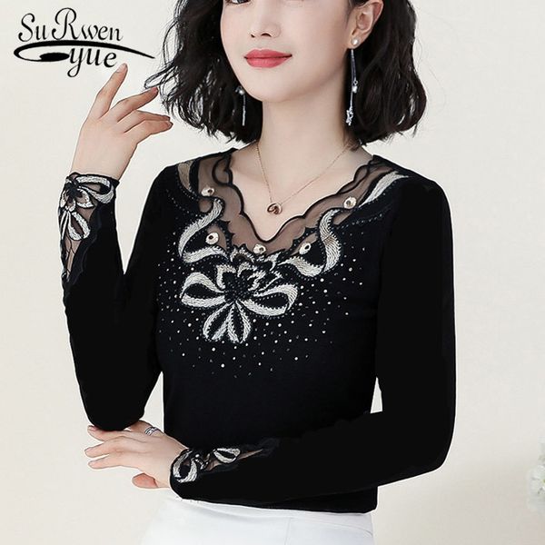 slim shirt v-neck women blouses autumn fashion long sleeve bottom female delicate embroidery diamonds 6741 50 210508, White
slim shirt v-neck women blouses autumn fashion long sleeve bottom female delicate embroidery diamonds 6741 50 210508, White