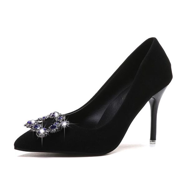 pointed suede shoes square buckle rhinestone girl high heels small fresh stiletto women's dress, Black
pointed suede shoes square buckle rhinestone girl high heels small fresh stiletto women's dress, Black