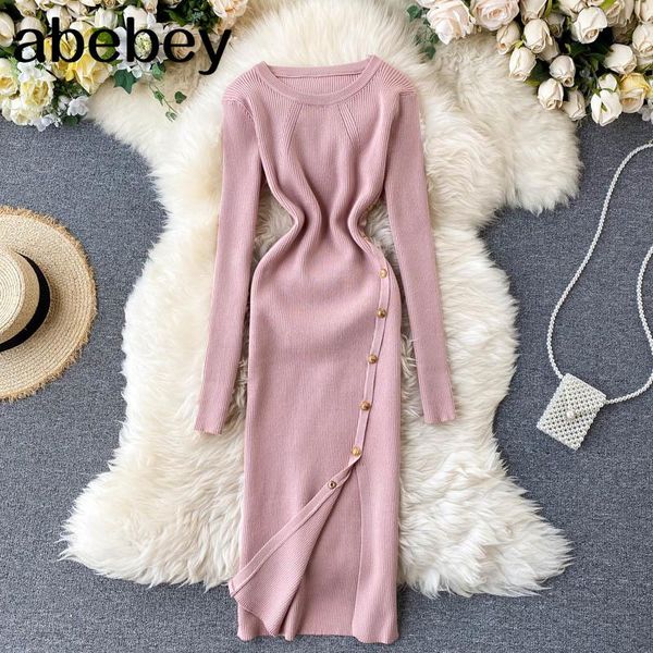 casual dresses elastic knitting sheath dress women split slim long sleeve knitwear 2021 autumn winter sweater, Black;gray
casual dresses elastic knitting sheath dress women split slim long sleeve knitwear 2021 autumn winter sweater, Black;gray