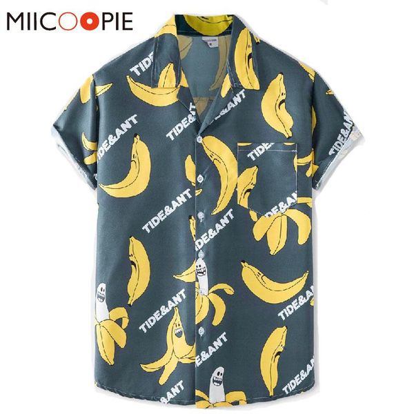 men's casual shirts summer button up v-neck mens shirt short sleeved banana print camisa hombre verano baggy hawaii blouse men women, White;black
men's casual shirts summer button up v-neck mens shirt short sleeved banana print camisa hombre verano baggy hawaii blouse men women, White;black