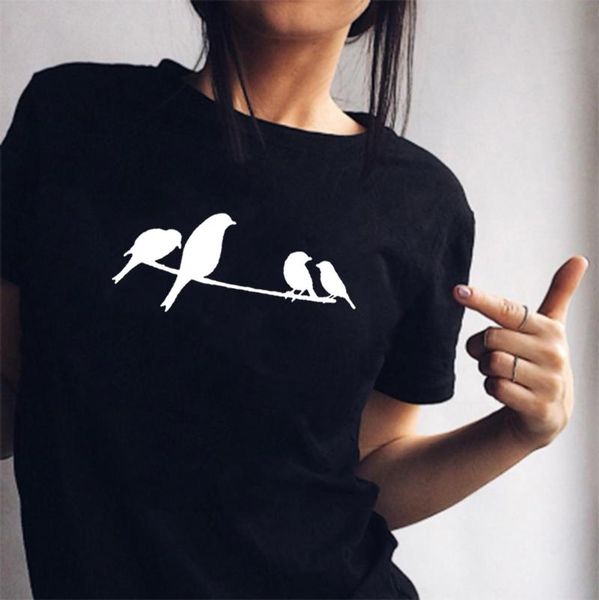 women's t-shirt birds funny t shirt women fashion summer short sleeve o-neck cotton tshirt loose camiseta mujer casual tee femme, White
women's t-shirt birds funny t shirt women fashion summer short sleeve o-neck cotton tshirt loose camiseta mujer casual tee femme, White