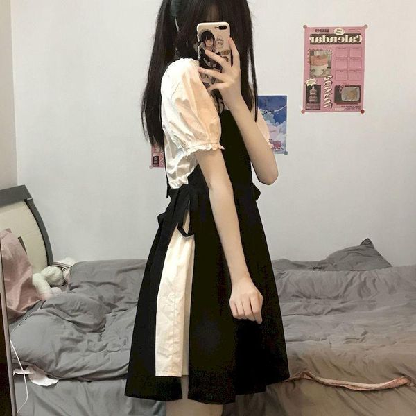 party dresses women's set dress summer suit kawaii japanese white tie bowknot puff sleeve maid outfit cosplay skirt harajuku female clo, White;black
party dresses women's set dress summer suit kawaii japanese white tie bowknot puff sleeve maid outfit cosplay skirt harajuku female clo, White;black