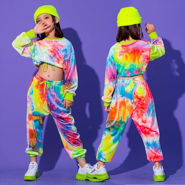 children girls jazz dancing costumes cropped colored tie dye sweatshirt jogger pants ballroom hip hop dance stage outfits, White
children girls jazz dancing costumes cropped colored tie dye sweatshirt jogger pants ballroom hip hop dance stage outfits, White