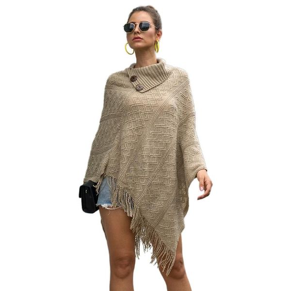 scarves women lapel buttons poncho cape solid color knitted diamond plaid shawl scarf fringe tassels pullover batwing sweater, Blue;gray
scarves women lapel buttons poncho cape solid color knitted diamond plaid shawl scarf fringe tassels pullover batwing sweater, Blue;gray