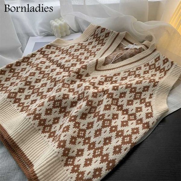 bornladies v neck pullover vest autumn winter short knitted women sweater sleeveless warm casual oversize 211120, Black;white
bornladies v neck pullover vest autumn winter short knitted women sweater sleeveless warm casual oversize 211120, Black;white