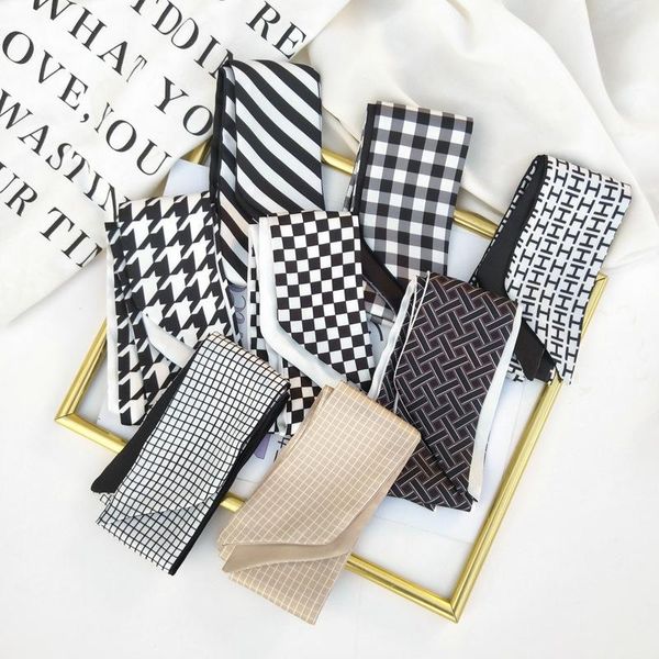 scarves 2021 summer classic colors silk scarf print thin narrow strip bag decorative ribbon for women, Blue;gray
scarves 2021 summer classic colors silk scarf print thin narrow strip bag decorative ribbon for women, Blue;gray