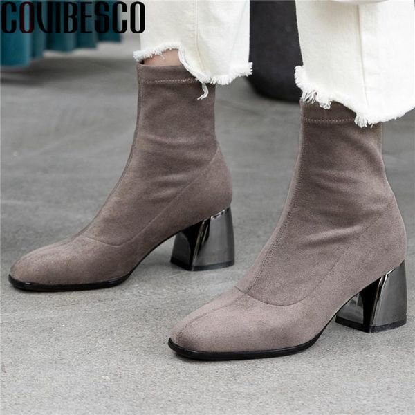 boots covibesco elegant suede leather women's ankle 2021 autumn winter square tow high heels pumps wedding working shoes woman, Black
boots covibesco elegant suede leather women's ankle 2021 autumn winter square tow high heels pumps wedding working shoes woman, Black