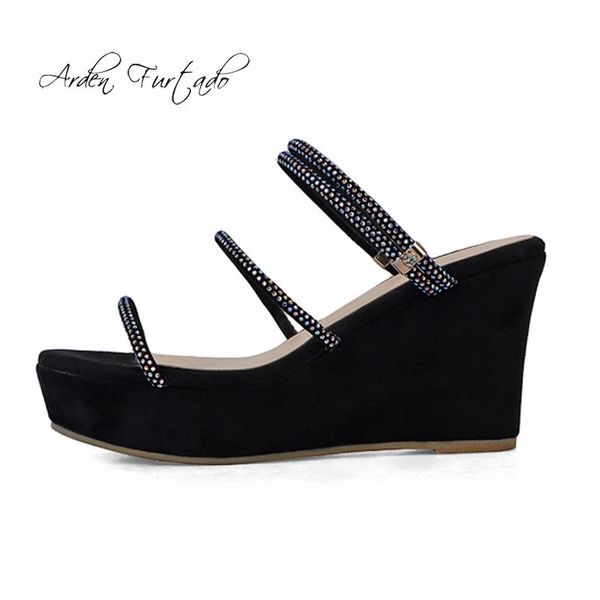 slippers arden furtado summer 2021 fashion women's shoes elegant crystal rhinestone narrow band wedges platform slides big size, Black
slippers arden furtado summer 2021 fashion women's shoes elegant crystal rhinestone narrow band wedges platform slides big size, Black