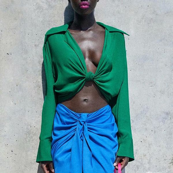 women's blouses & shirts yiyimiyu woman 2021 green crop female ruched long sleeve summer blouse women fashion knot streetwear elegant, White
women's blouses & shirts yiyimiyu woman 2021 green crop female ruched long sleeve summer blouse women fashion knot streetwear elegant, White