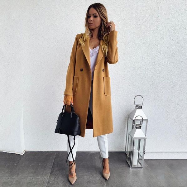 women's wool & blends blend coat women solid long sleeve single button outwear casual autumn winter elegant overcoat, Black
women's wool & blends blend coat women solid long sleeve single button outwear casual autumn winter elegant overcoat, Black