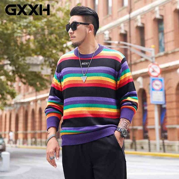 rainbow round neck sweater men gxxh autumn winter plus size mens jumpers knitted cloth fashion striped oversized pullover male, Black
rainbow round neck sweater men gxxh autumn winter plus size mens jumpers knitted cloth fashion striped oversized pullover male, Black