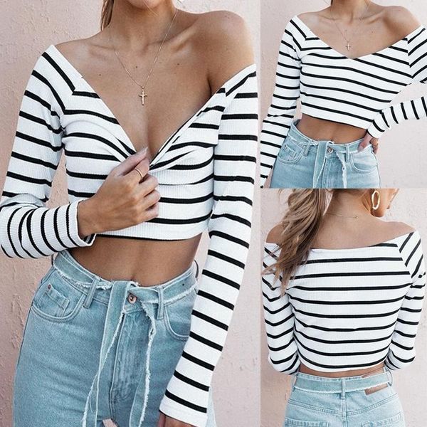 women t-shirt cotton short long sleeve lady t shirt strip crop slim v-neck vest blusa clothes fashion tee women's, White
women t-shirt cotton short long sleeve lady t shirt strip crop slim v-neck vest blusa clothes fashion tee women's, White