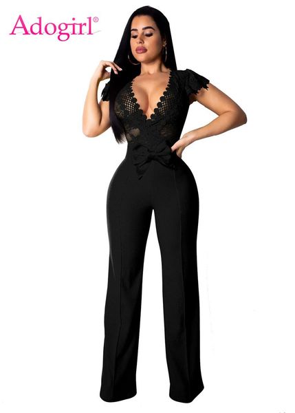women's jumpsuits & rompers adogirl lace crochet bow loose jumpsuit wrap v neck cap sleeve sheer mesh romper wide leg pants casual over, Black;white
women's jumpsuits & rompers adogirl lace crochet bow loose jumpsuit wrap v neck cap sleeve sheer mesh romper wide leg pants casual over, Black;white