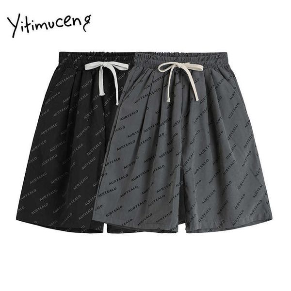 yitimuceng vintage women's high waist letter print shorts loose casual streetwear plus size black gray fashion summer 210601, White;black
yitimuceng vintage women's high waist letter print shorts loose casual streetwear plus size black gray fashion summer 210601, White;black
