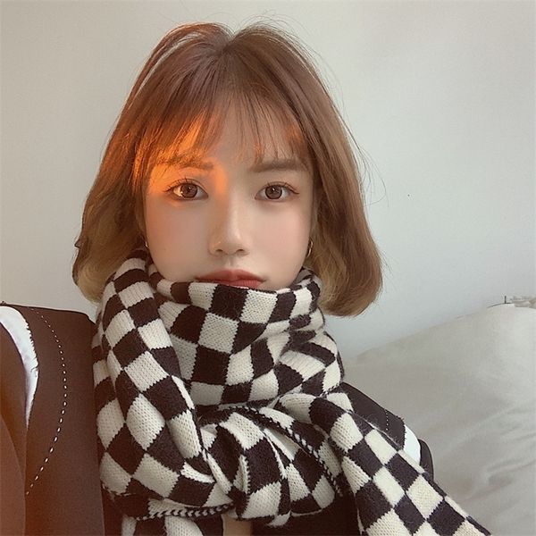net red ins checkerboard scarf for women in autumn and winter versatile fashion black white plaid korean short knitting bib, Blue;black
net red ins checkerboard scarf for women in autumn and winter versatile fashion black white plaid korean short knitting bib, Blue;black