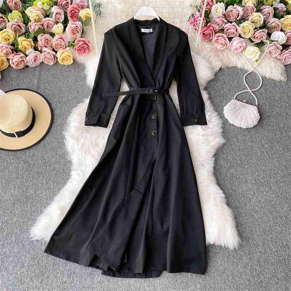 autumn winter korean chic ol long dresses for women double breasted slim office work suit dress robe femme vestidos 210514, Black;gray
autumn winter korean chic ol long dresses for women double breasted slim office work suit dress robe femme vestidos 210514, Black;gray