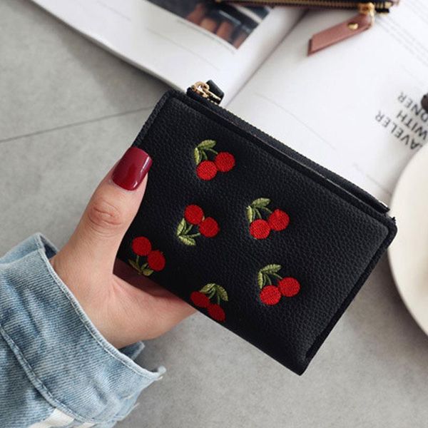 wallets fashion women short wallet pu leather cherry embroidery coin purse card holders lady girl mini money bag fs99, Red;black
wallets fashion women short wallet pu leather cherry embroidery coin purse card holders lady girl mini money bag fs99, Red;black