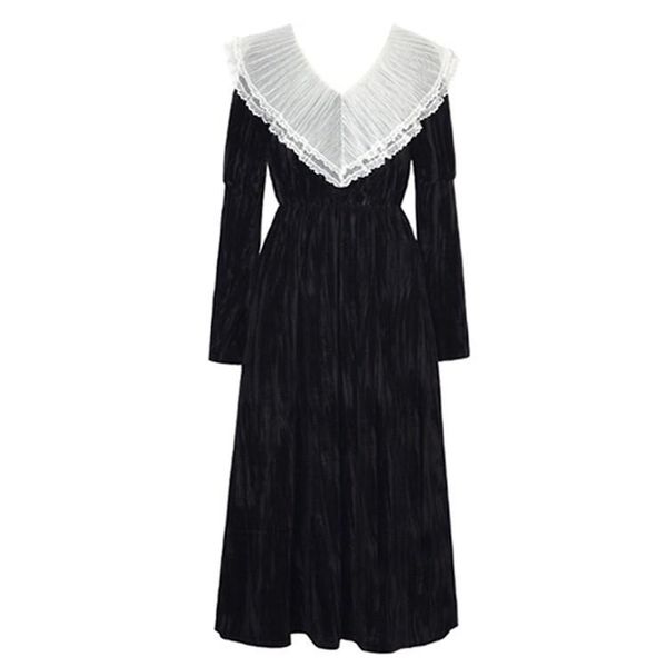 retro pastel black party dress women vacation trendy elegant ukraine long sleeve autumn style v-neck velvet vestido festa casual dresses, Black;gray
retro pastel black party dress women vacation trendy elegant ukraine long sleeve autumn style v-neck velvet vestido festa casual dresses, Black;gray