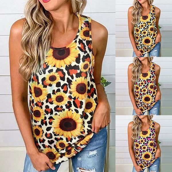 europe and the united states 2021 summer new vest t-shirt women's u-neck leopard sunflower print open back hollow sleeveless top, White
europe and the united states 2021 summer new vest t-shirt women's u-neck leopard sunflower print open back hollow sleeveless top, White