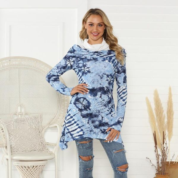 women's t-shirt modern plus size tie-dyed graphic tee vintage scarf collar woman tshirts feminina loose waist long sleeve shirts for w, White
women's t-shirt modern plus size tie-dyed graphic tee vintage scarf collar woman tshirts feminina loose waist long sleeve shirts for w, White