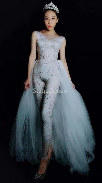 women's jumpsuits & rompers silver rhinestones sleeveless jumspuit with mesh tail stylish birthday celebration outfit female singer dan, Black;white
women's jumpsuits & rompers silver rhinestones sleeveless jumspuit with mesh tail stylish birthday celebration outfit female singer dan, Black;white