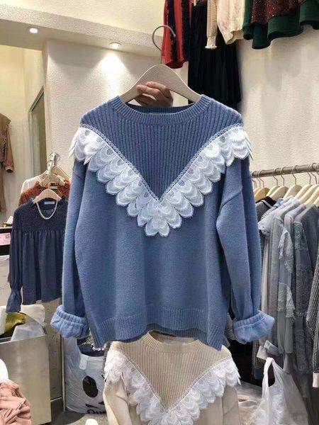 matakawa sweet lace sweater women loose round neck bottoming sweater fall women casual japanese fashion sweaters 210513, White;black
matakawa sweet lace sweater women loose round neck bottoming sweater fall women casual japanese fashion sweaters 210513, White;black