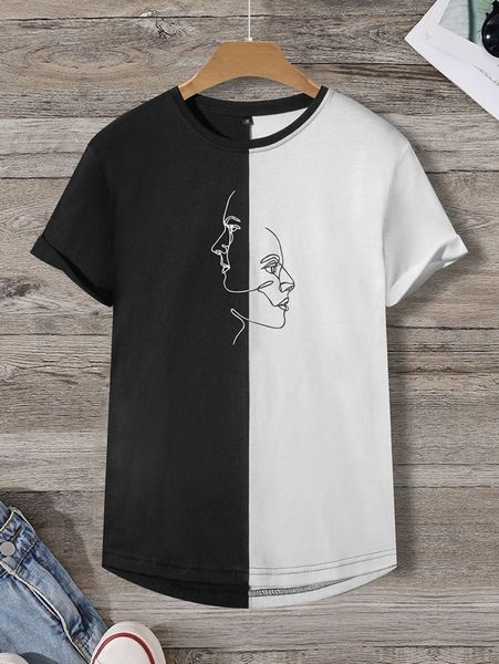 men colorblock abstract figure graphic tee m4qz#, White;black
men colorblock abstract figure graphic tee m4qz#, White;black