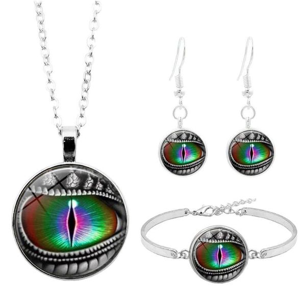 earrings & necklace 3pcs women dragon eye glass cabochon bracelet jewelry set color longan time vintage luxury desig, Silver
earrings & necklace 3pcs women dragon eye glass cabochon bracelet jewelry set color longan time vintage luxury desig, Silver