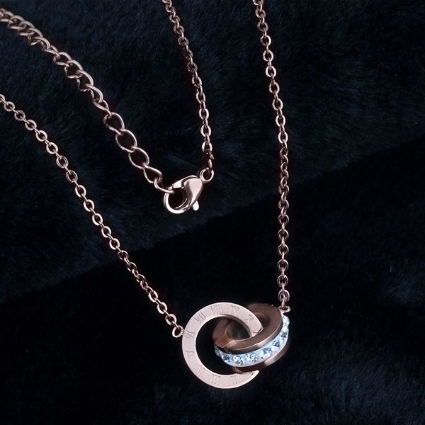 roman digital cz pendants necklace rose gold color titanium steel pendant necklace with double-cycle female fashion jewelry, Silver
roman digital cz pendants necklace rose gold color titanium steel pendant necklace with double-cycle female fashion jewelry, Silver