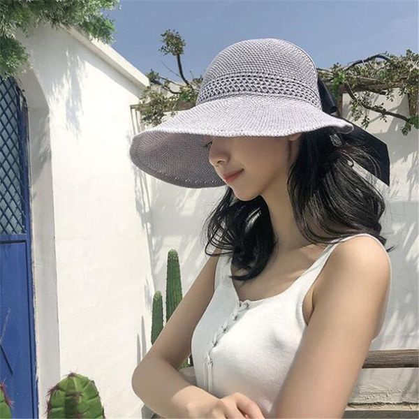 sun hats female bowknot visor caps hand made raffia straw summer cap casual shade hat empty girls beach wide brim, Blue;gray
sun hats female bowknot visor caps hand made raffia straw summer cap casual shade hat empty girls beach wide brim, Blue;gray