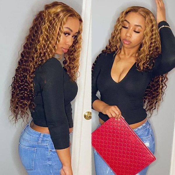 deep wave highlight frontal wig transparent lace remy t part brazilian colored curly front human hair wigs, Black;brown
deep wave highlight frontal wig transparent lace remy t part brazilian colored curly front human hair wigs, Black;brown