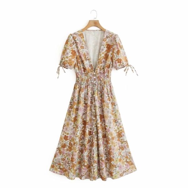 summer women deep v neck single breasted printed midi dress female puff sleeve clothes casual lady loose vestido d7708 210430, Black;gray
summer women deep v neck single breasted printed midi dress female puff sleeve clothes casual lady loose vestido d7708 210430, Black;gray