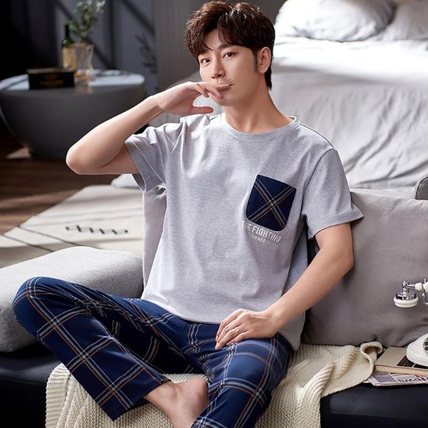 summer cotton casual o neck sleepwear with long trousers suit fashion pocket patchwork men's pajama male simple plaid home wear, Black;brown
summer cotton casual o neck sleepwear with long trousers suit fashion pocket patchwork men's pajama male simple plaid home wear, Black;brown