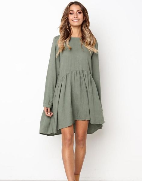 casual dresses women cotton and linen robe femme solid o neck button long sleeve dress pink pleated vestidos, Black;gray
casual dresses women cotton and linen robe femme solid o neck button long sleeve dress pink pleated vestidos, Black;gray