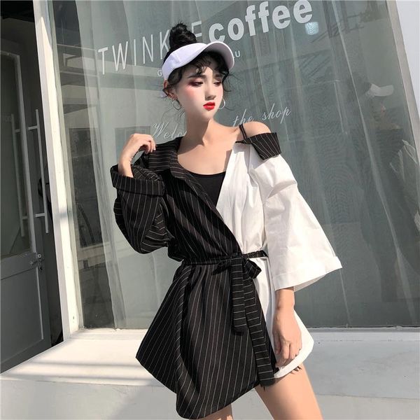 arrival mujer striped patchwork v-neck women blouse loose casual female shirts summer fashion korean blusas women's blouses &, White
arrival mujer striped patchwork v-neck women blouse loose casual female shirts summer fashion korean blusas women's blouses &, White