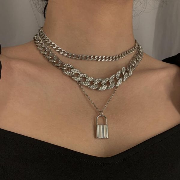 pendant necklaces stylish hip-hop coarse chain set bracelet punk retro lock-shaped micro-chain girl, Silver
pendant necklaces stylish hip-hop coarse chain set bracelet punk retro lock-shaped micro-chain girl, Silver