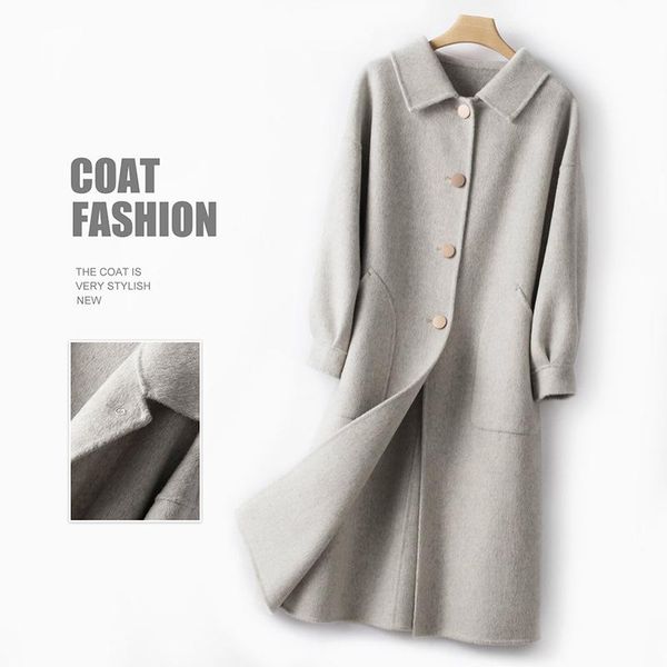 women's wool & blends autumn and winter slim slimming double-faced coat long sleeves in the, Black
women's wool & blends autumn and winter slim slimming double-faced coat long sleeves in the, Black