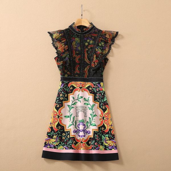 casual dresses european and american women's wear for spring sleeveless ruffled lace splicing printing fashion dress wxco, Black;gray
casual dresses european and american women's wear for spring sleeveless ruffled lace splicing printing fashion dress wxco, Black;gray