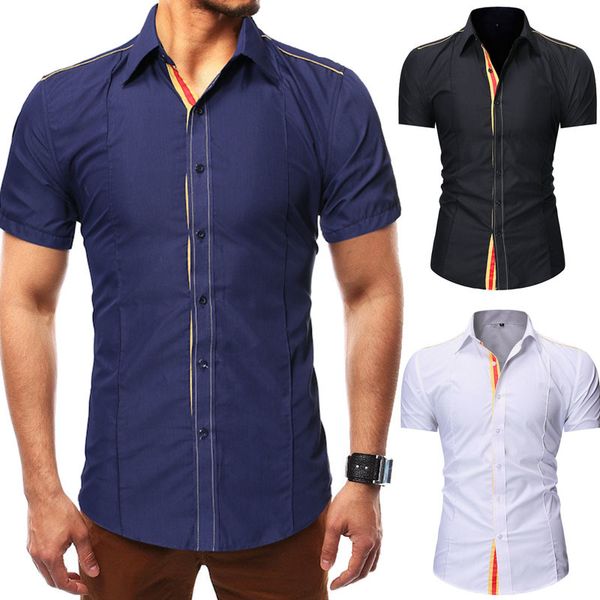 men's casual shirts summer fashion slim fit short sleeve formal dress men male clothing yz1f, White;black
men's casual shirts summer fashion slim fit short sleeve formal dress men male clothing yz1f, White;black