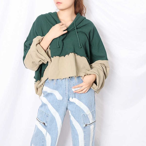 fashion fleece hoodies stitching contrast hooded knitted sweater 2021 summer korean wear through high waist short loose long sleeve, Black
fashion fleece hoodies stitching contrast hooded knitted sweater 2021 summer korean wear through high waist short loose long sleeve, Black