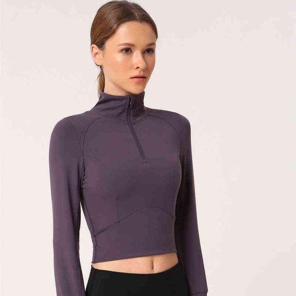 women's jackets autumn and winter 2021 long sleeve tight yoga semi zipper sports navel exposed fitns cloth t-shirt women, White
women's jackets autumn and winter 2021 long sleeve tight yoga semi zipper sports navel exposed fitns cloth t-shirt women, White