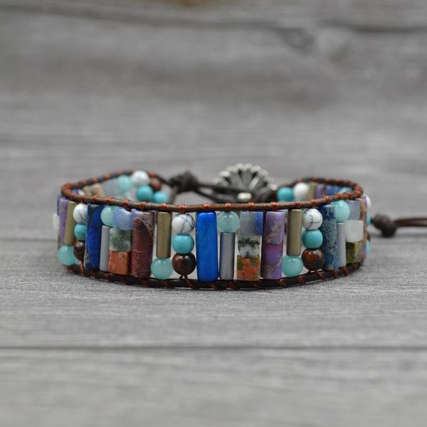link, chain creative natural stone leather wrap charm bracelet geometric shape turquoises handmade woven bangles bracelets jewelry gift, Black
link, chain creative natural stone leather wrap charm bracelet geometric shape turquoises handmade woven bangles bracelets jewelry gift, Black