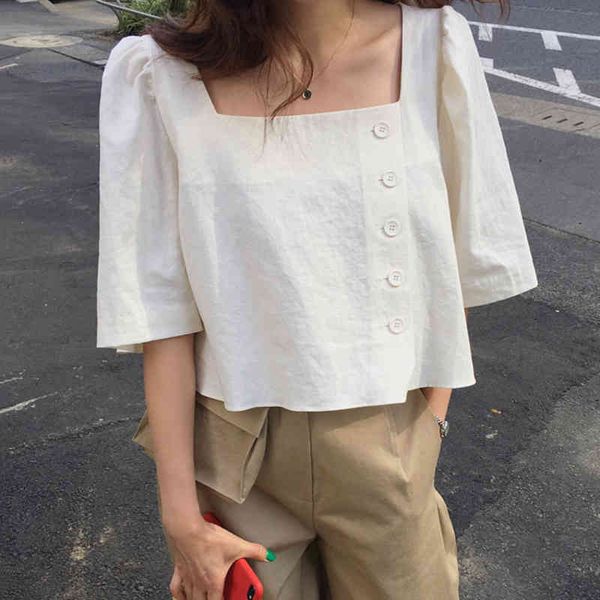 women black casual short blouse square collar half puff sleeve loose fit shirt fashion spring summer 2f0545 210510, White
women black casual short blouse square collar half puff sleeve loose fit shirt fashion spring summer 2f0545 210510, White