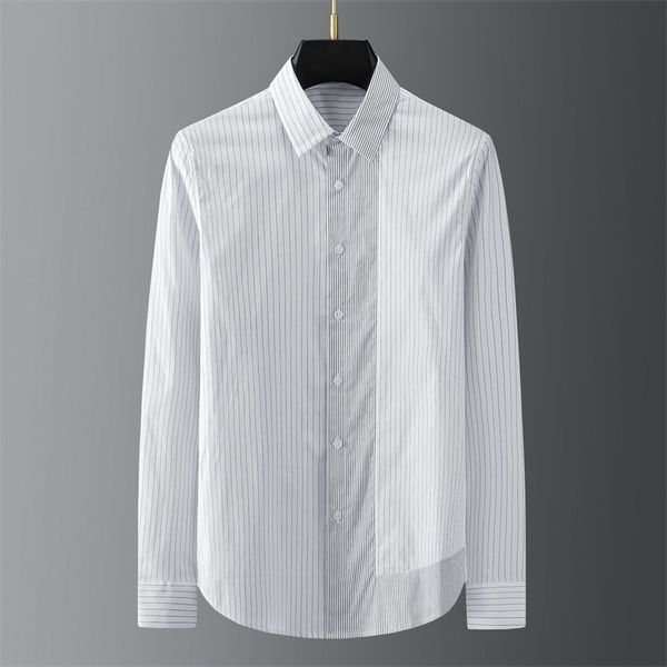 fashion fashion brand two color pinstripe stitching printed long sleeve simple men's shirt, White;black
fashion fashion brand two color pinstripe stitching printed long sleeve simple men's shirt, White;black