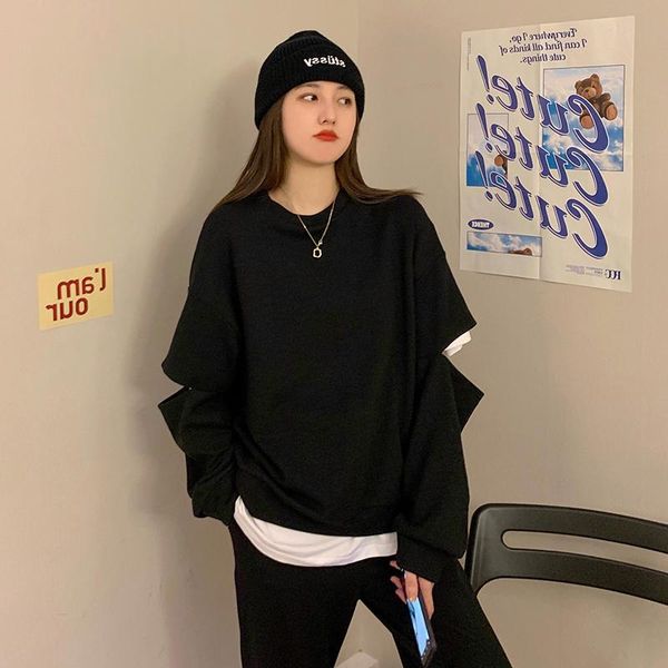 women's hoodies & sweatshirts 2021 early autumn personality ripped long sleeves loose, Black
women's hoodies & sweatshirts 2021 early autumn personality ripped long sleeves loose, Black
